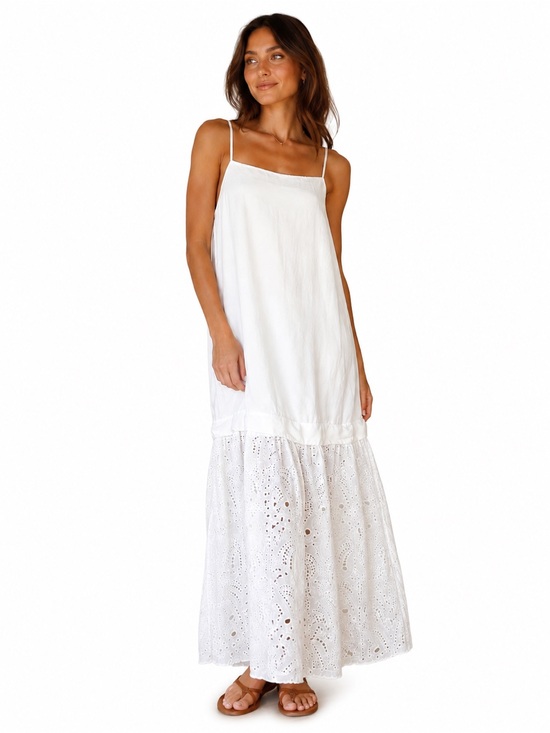 Dresses & Skirts - Agua Anglaise White Eyelet Lace Maxi Dress Women’s Size Large Boho Cottagecore